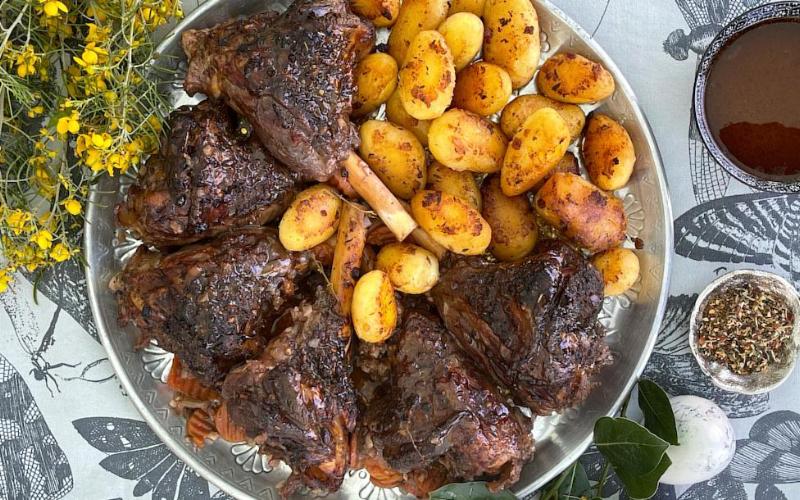 Roasted Lamb Shanks with potatoes